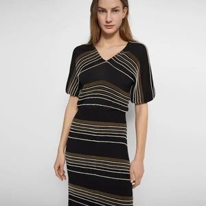 Theory Otto Striped Knitted Midi Dress